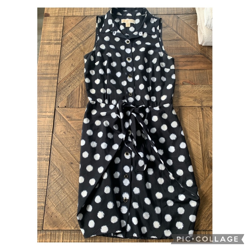 Michael Kors Business Button-Down Polka Dot Dress